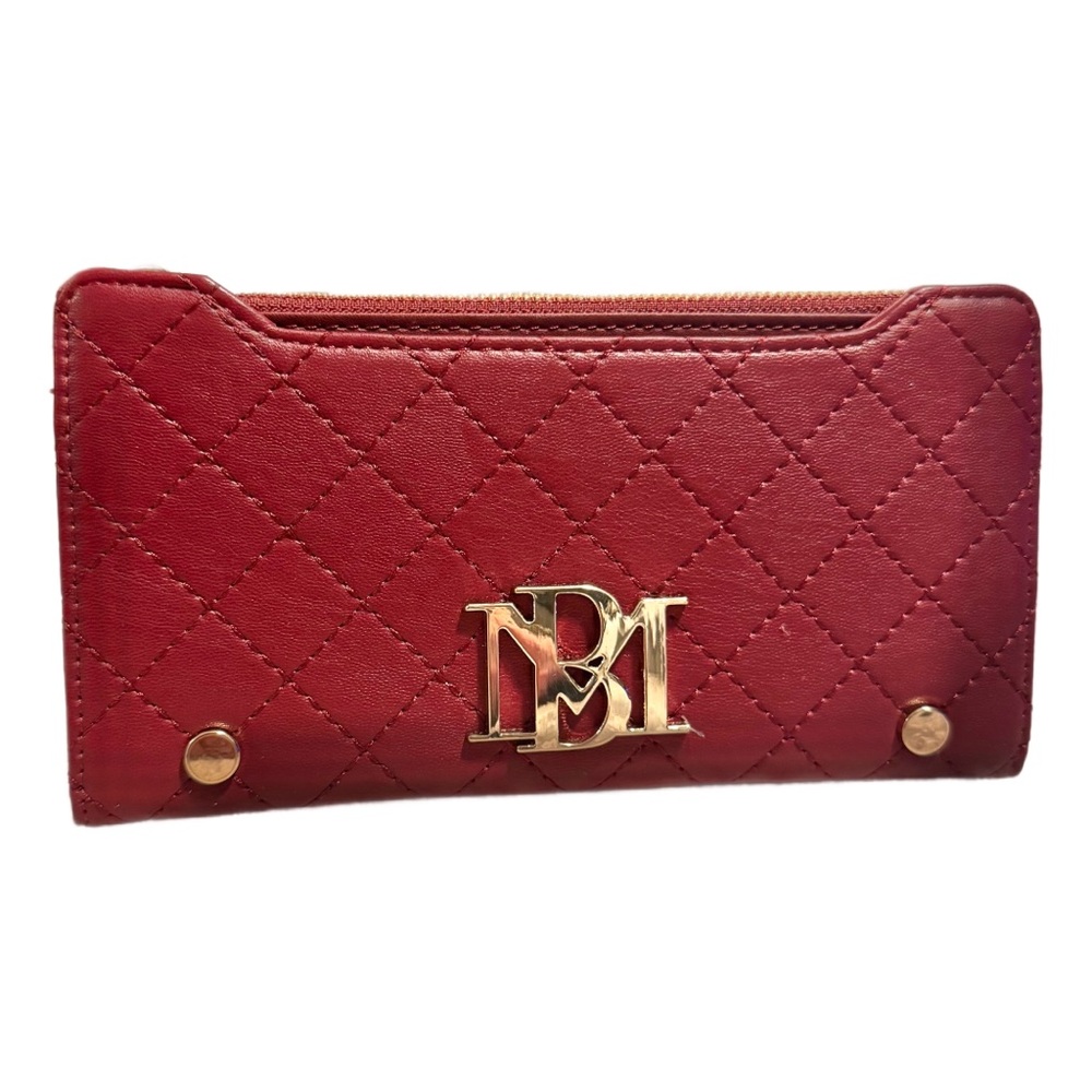 Badgley Mischka Red Quilted Wallet with Gold Logo